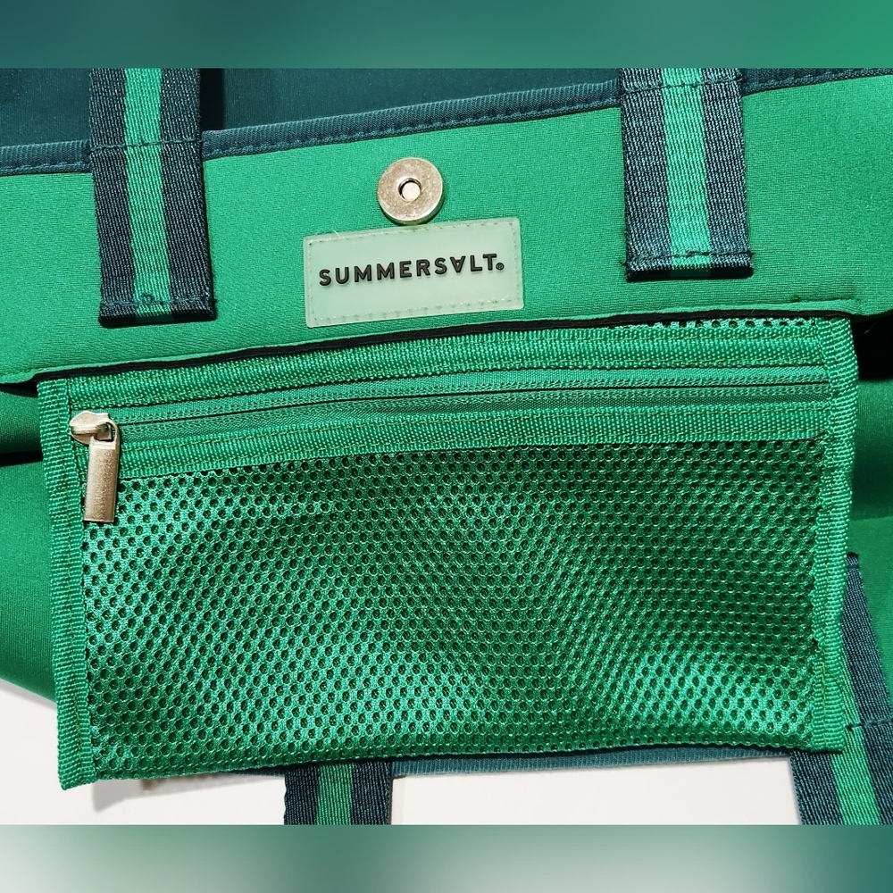 SummerSalt 2 Tone Green Neoprene Tote Bag Double Handle Yoga Gymnastics Workout - Picture 5 of 5